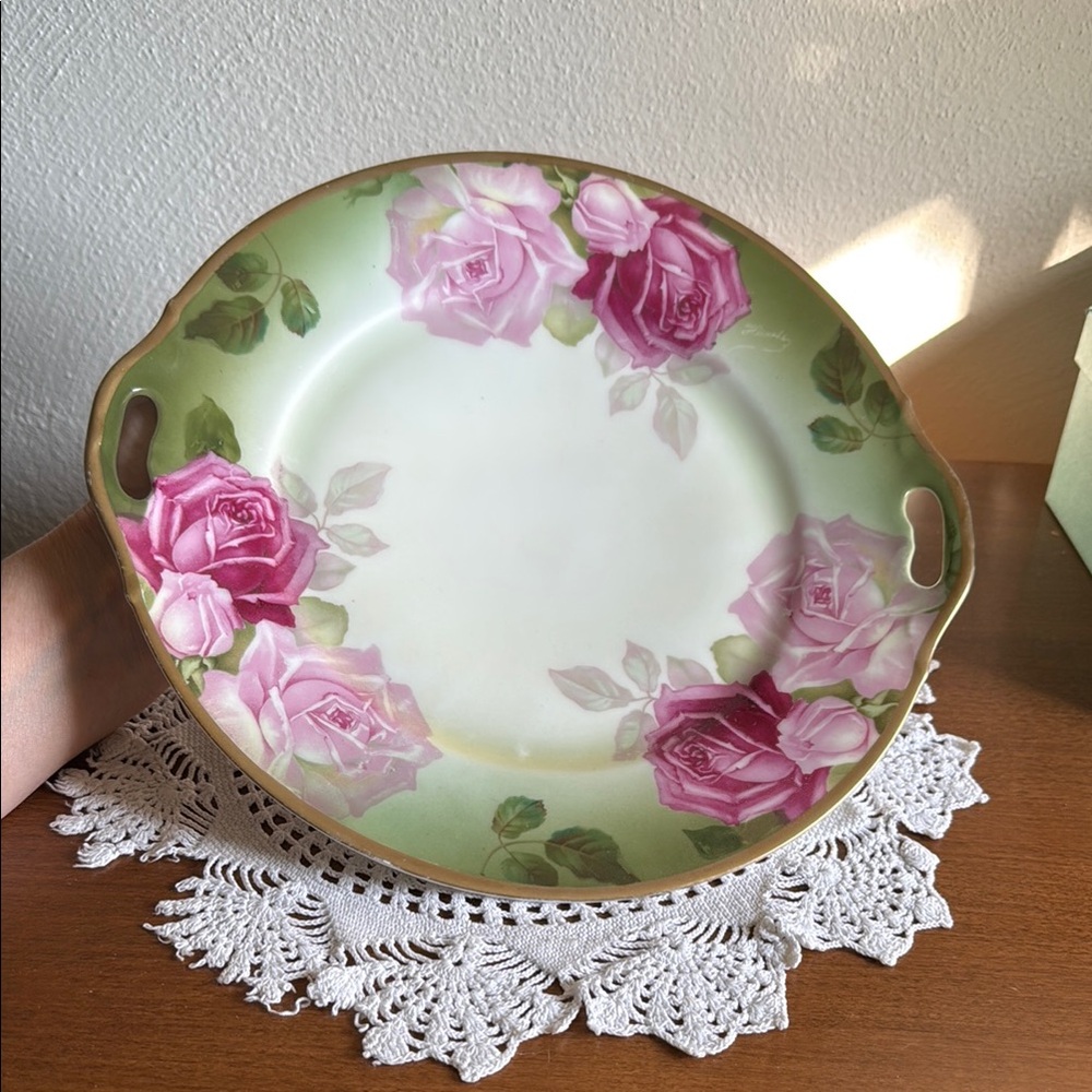 Vintage Thomas Bavaria Hand Painted Floral Porcelain Serving Plate